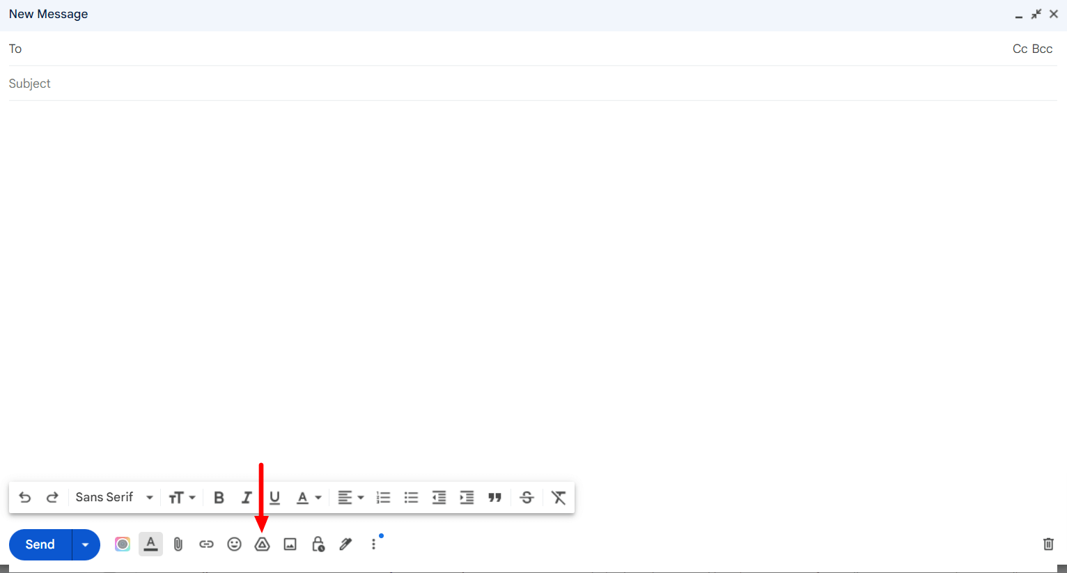 Goolge drive icon in compose email